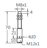 M8非埋式远距离接近开关(尾插12) M8非埋式远距离接近开关(尾插12)