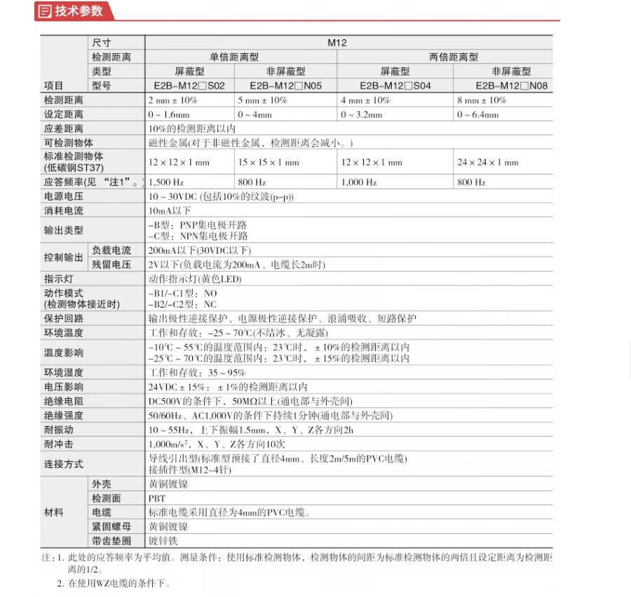凯基特 电感式接近开关 校正因子为1——对于任何金属均具有相同的感应距离
